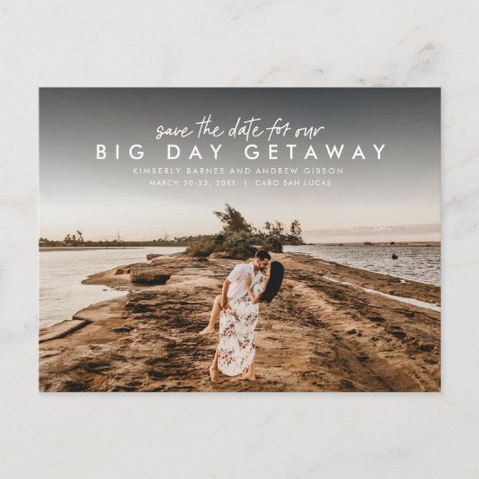 大日休暇の目的地の結婚式の日付を保存 案内ポストカード (正面)