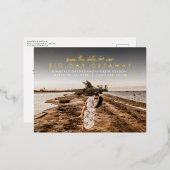 大日休暇の目的地の結婚式の日付を保存 箔招待状ポストカード (正面/裏面)