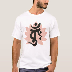 大日如来の梵字シンボルと蓮の花 Tシャツ