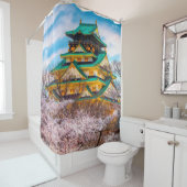 大日本の阪の庭園塔と桜 シャワーカーテン (インサイチュ)