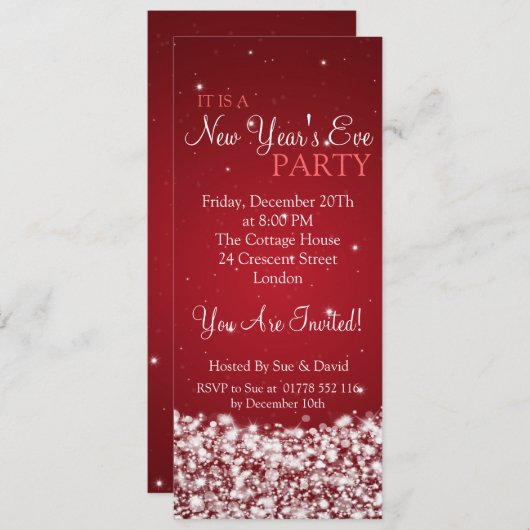 大晦エレガント日のパーティーの夜に紅 招待状 (正面/裏面)