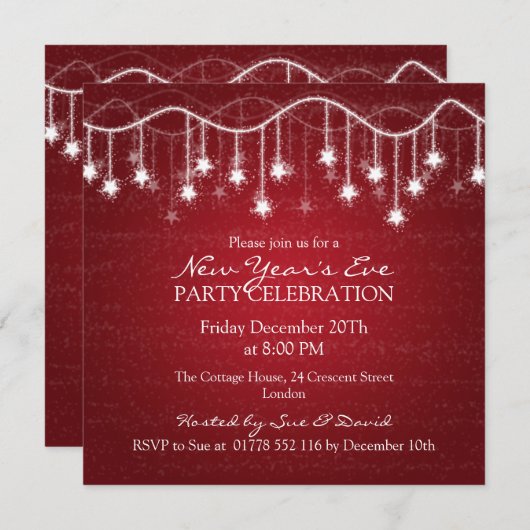 大晦エレガント日の星が赤く輝く 招待状 (正面/裏面)
