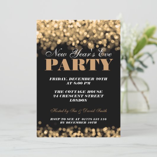 大晦エレガント日の金ゴールドの光 招待状 (スタンド正面)