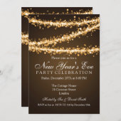 大晦エレガント日の金ゴールド·ストリング·ライト 招待状 (正面/裏面)