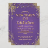 大晦日お祝いパーティー紫金ゴールド 招待状 (正面/裏面)