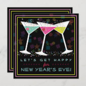 大晦日に幸せになる明るいカクテルパーティー 招待状 (正面/裏面)