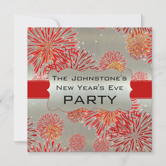 大晦日に赤い花火が咲くパーティー 招待状 (正面)