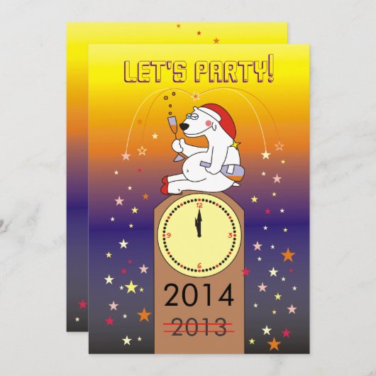 大晦日のおもしろいなパーティの招待状 招待状 (正面/裏面)