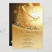 大晦日のお祝いの平らな招待状 招待状 (正面/裏面)