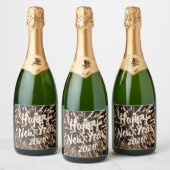 大晦日のお祝い金ゴールド花火の写真 スパークリングワインラベル (ボトル)