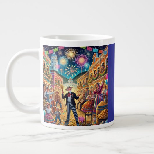大晦日のお祝い El Año Viejo ジャンボコーヒーマグカップ (左)