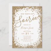 大晦日のばら色の金ゴールドのグリッターのパーティの招待状 招待状 (正面)