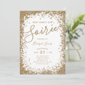 大晦日のばら色の金ゴールドのグリッターのパーティの招待状 招待状 (スタンド正面)