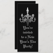 大晦日のエレガントで黒い及び銀製の招待状 招待状 (正面/裏面)