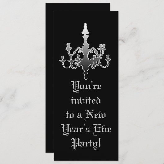 大晦日のエレガントで黒い及び銀製の招待状 招待状 (正面/裏面)