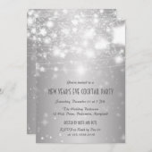 大晦日のエレガントな銀製のパーティーの輝くな星 招待状 (正面/裏面)