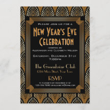 大晦日のエレガントな20年代のDecoパーティの招待状