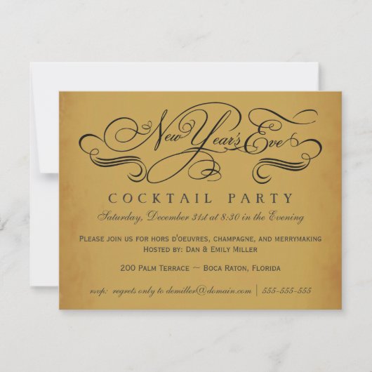 大晦日のカクテルパーティーのヴィンテージの招待状 招待状 (正面)