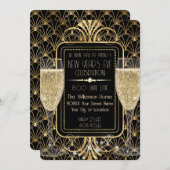 大晦日のシャンパンで賑やかな20代 招待状 (正面/裏面)