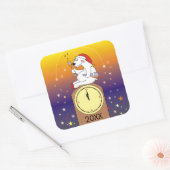 大晦日のシールを飲むシロクマ スクエアシール (封筒)