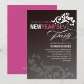 大晦日のネオン紫色の華麗さ%PIPE%の招待状 招待状 (正面/裏面)