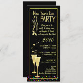 大晦日のパーティの招待状-細いカード 招待状 (正面/裏面)