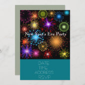 大晦日のパーティーとカラフル花火 招待状 (正面/裏面)