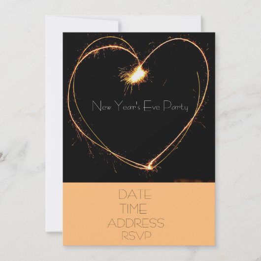 大晦日のパーティーとハート 招待状 (正面)