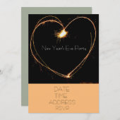大晦日のパーティーとハート 招待状 (正面/裏面)