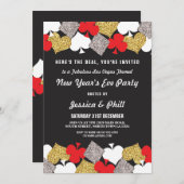 大晦日のパーティーのラスベガスのカジノのグリッターの招待 招待状 (正面/裏面)