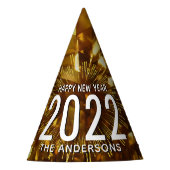 大晦日のパーティーの大都会の金ゴールドの輝き パーティーハット (正面)