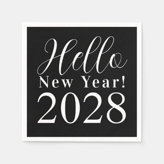 大晦日のパーティークラシック白黒 スタンダードカクテルナプキン (正面)