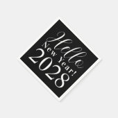 大晦日のパーティークラシック白黒 スタンダードカクテルナプキン (角)