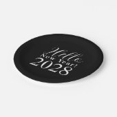 大晦日のパーティークラシック白黒 ペーパープレート (アングル)