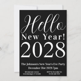 大晦日のパーティークラシック白黒 招待状
