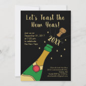 大晦日のパーティーハンドドロードシャンパントースト 招待状 (正面)