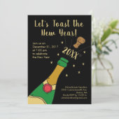 大晦日のパーティーハンドドロードシャンパントースト 招待状 (スタンド正面)