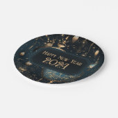 大晦日のパーティープレート – ブルークロックデザイン ペーパープレート (アングル)