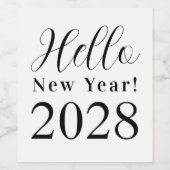 大晦日のパーティーミニマル白黒 ワインラベル (シングルラベル)