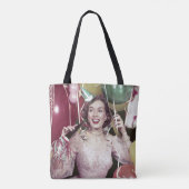 大晦日のパーティー向きのドレスの50年代の幸せな女性 トートバッグ (裏面)