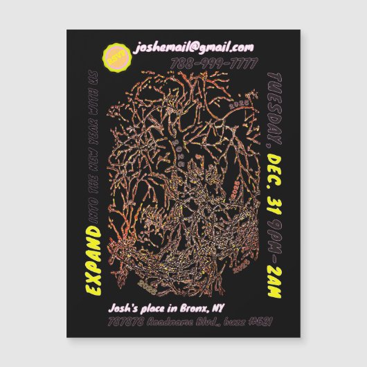 大晦日のパーティー磁気招待状 マグネット招待状 (正面)