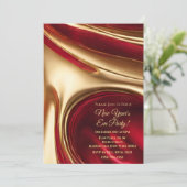 大晦日のパーティー – ルビーエレガントレッドと金ゴールド- 招待状 (スタンド正面)