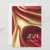 大晦日のパーティー – ルビーエレガントレッドと金ゴールド- 招待状 (裏面)