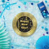 大晦日のモダンな金ゴールドの黒の魅力的な紙皿 ペーパープレート (パーティー)