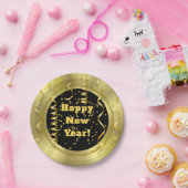 大晦日のモダンな金ゴールドの黒の魅力的な紙皿 ペーパープレート (パーティー)