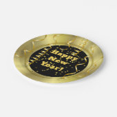 大晦日のモダンな金ゴールドの黒の魅力的な紙皿 ペーパープレート (アングル)