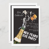 大晦日の招待状のコルクをぽんと鳴らして下さい 招待状 (正面/裏面)