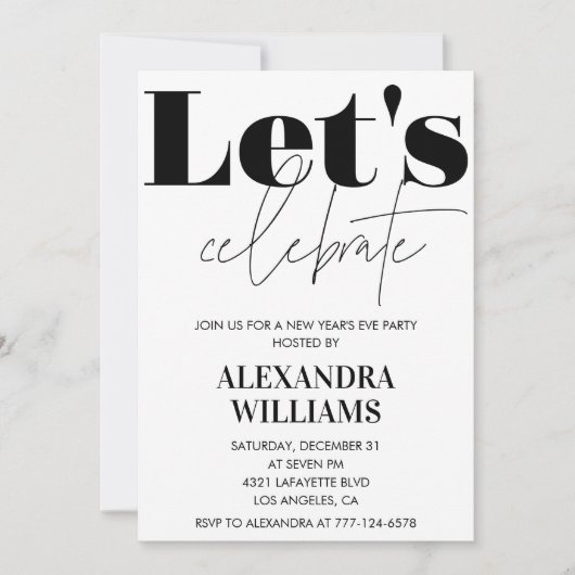 大晦日の招待状Let's  招待状 (正面)