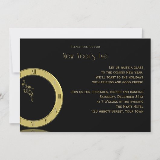大晦日の時計の殴打の真夜中のパーティー 招待状 (正面)