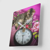 大晦日の時計キャット12 Midnight Countdown スクエア壁時計 (傾斜)